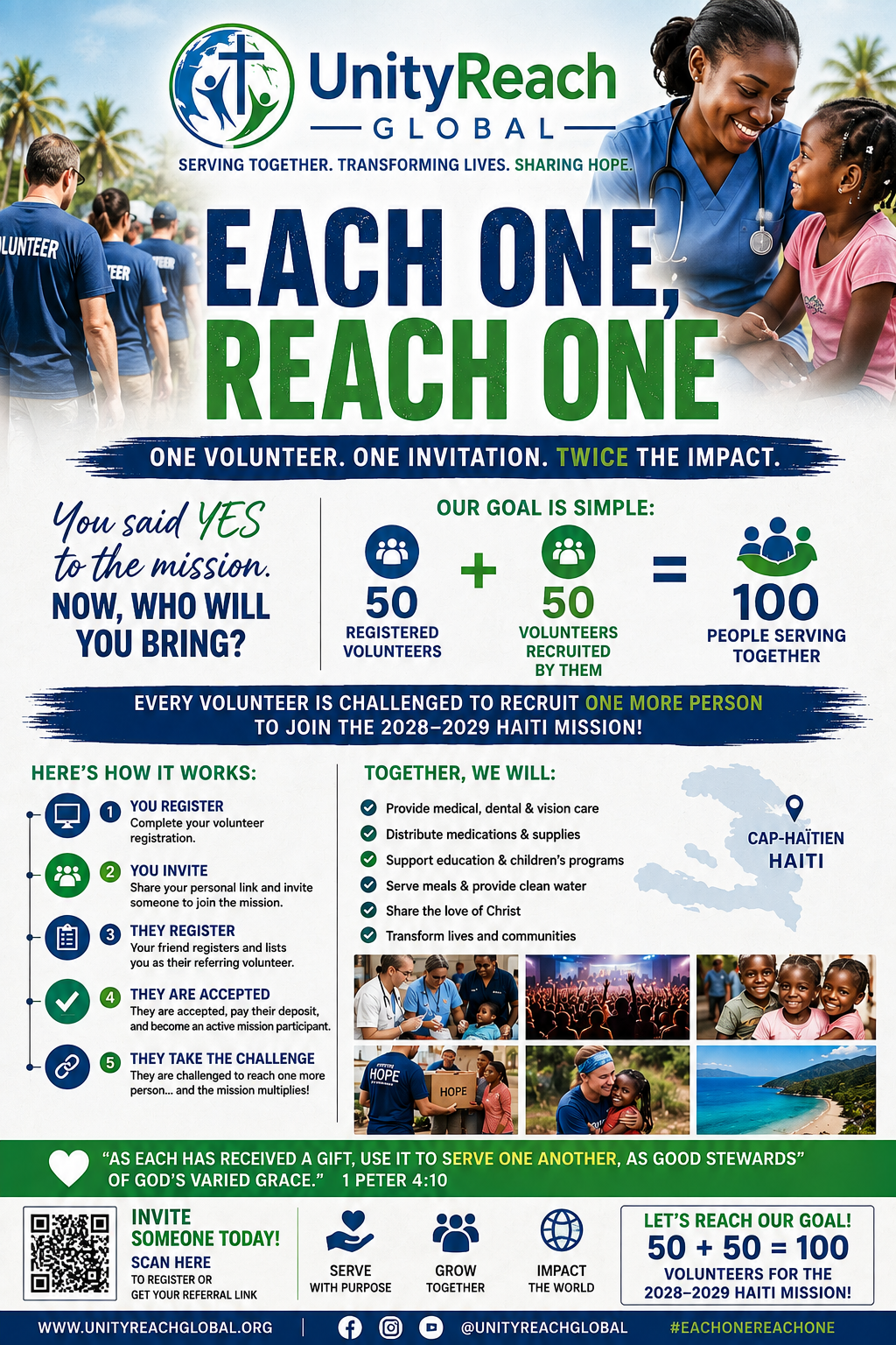 Each One, Reach One campaign poster in English: Each One, Reach One